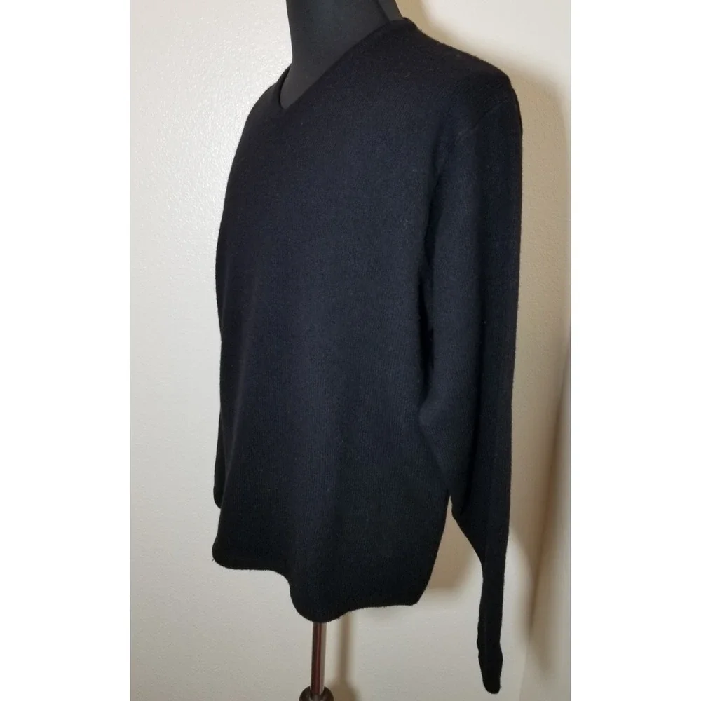 Gap Sweater Mens Large Black Lambswool V Neck Sweater Coastal Preppy Old Money